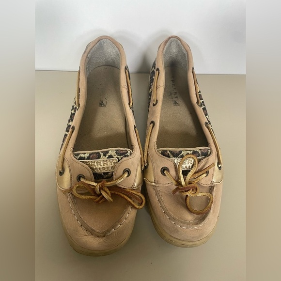Women's Tan and Gold Boat Shoes size 5.5 fit like women’s 7 Angelfish Sperry - Picture 2 of 11